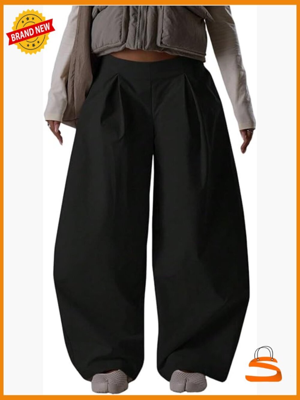 Low Rise Pleated Wide Leg Trousers Business Casual Slacks